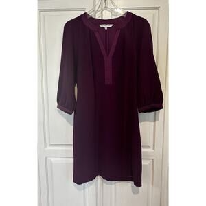Trina Turk Purple Sheath Dress Size Small Balloon Sleeve Shift 3/4 Sleeve Knee